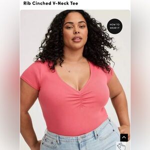 Pink Torrid V-Neck Cinched Tee Size 1